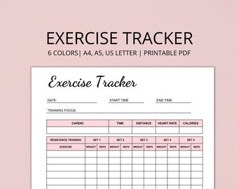 Exercise Tracker Printable, Workout Tracker, 75 Soft Challenge, Fitness Log, Exercise Log, Fitness Tracker, Weight Loss Tracker, A4, LETTER
