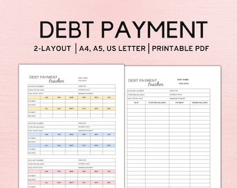 Debt Payment Tracker Printable, Debt Payoff Tracker, Debt Snowball Tracker, Budget Planner PDF