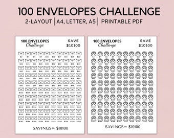 Printable 100 Envelope Challenge, 10,000 Savings Challenge Tracker, Money Challenge, PDF, INSTANT DOWNLOAD