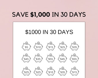 1000 Savings Challenge Tracker, 30 Day Saving Challenge, Savings Tracker, Money Challenge, PDF Instant Download