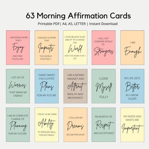 63 Rainbow Affirmation Cards Printable, Affirmation Cards Digital, Vision Board Printable, Affirmation Cards Deck, Positive Affirmation Card