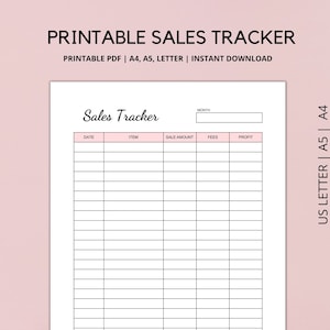 Seguimiento de ventas imprimible, formulario de seguimiento de pedidos, plantilla de formulario de pedido, seguimiento de ventas de Etsy, registro de ventas, ventas comerciales, A4, A5, CARTA