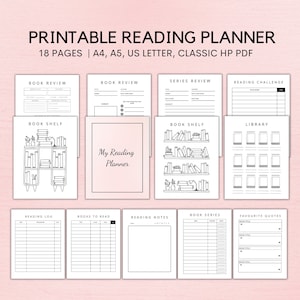 Reading Journal Printable, Reading Tracker, Reading Log, Reading Planner Printable, Reading Challenge, Reading List PDF