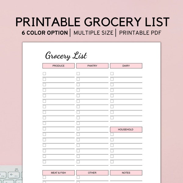 Grocery List Printable, Groceries Planner, Food Shopping List, Grocery List Inserts, Instant Download