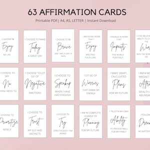 63 Affirmatiekaarten afdrukbaar, Affirmatiekaarten Digitaal, Vision Board Printables, Affirmatiekaartendek, Positieve Affirmatiekaarten Pdf