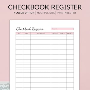 Chequeboekregister afdrukbaar, financiële tracker, chequeregister, tracker van banktransacties, PDF - A4 - A5 - brief