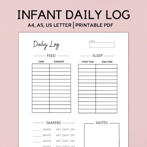 Baby dagelijks logboek afdrukbaar