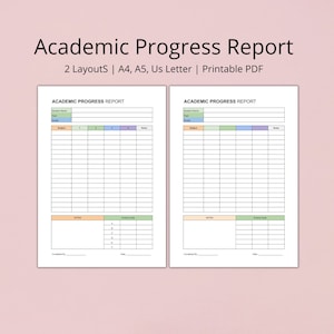 Modèle de bulletin scolaire à la maison, rapport de progression de l'école à la maison, planificateur de l'école à la maison, suivi des notes, imprimables de l'école à la maison, A4, LETTRE, PDF A5