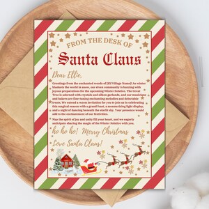 Lettera personalizzata modificabile di Babbo Natale dalla scrivania di Babbo Natale, posta della vigilia di Natale del Polo Nord, download istantaneo, modificabile con Canva