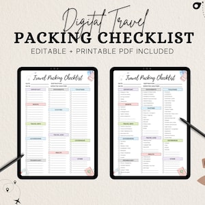 Editable Travel Packing List: Printable Checklist & Planner (Digital Download)