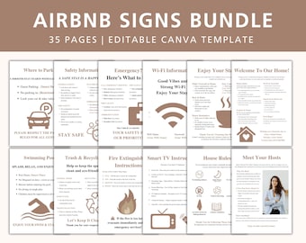 Paquete de letreros de bienvenida de Airbnb: 35 plantillas editables de Canva