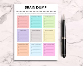 ADHD Brain Dump Printable Planner: Productivity To-Do List (PDF Download)