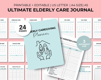 Ultimate Elderly Care Journal | 24-Page Caregiver Planner |Senior Care Checklist,Medication Log, Sleep Tracker,Caregiving Binder Templates