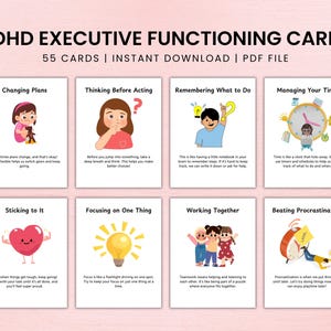 ADHD Executive Functioning Strategies Flashcards | Behavior Management | Focus & Organization Tools | ADHD Support for Children