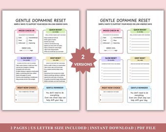 Dopamin Zurücksetzen Printable | ADHD Dopamin Menü | Planer für psychische Gesundheit | Stimmungsaufheller Checkliste | Selbstfürsorge-Tracker | Sofort Download PDF