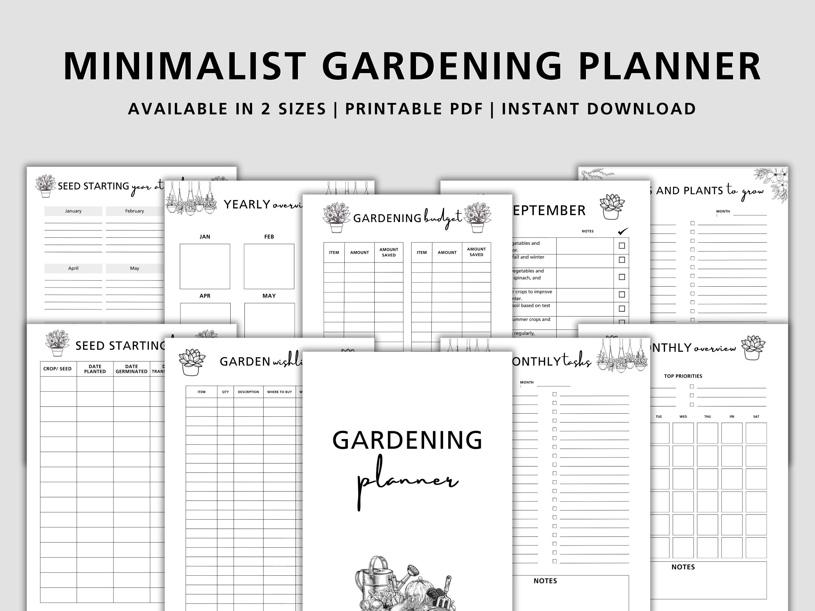 Minimalist Gardening Planner Printable, Garden Planner, Plant Planner ...