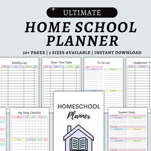 Homeschool Planner Printable, Homeschool Printable Organizer, Weekly Lesson Plan, Habit Tracker, Assignment Tracker, Instant Download