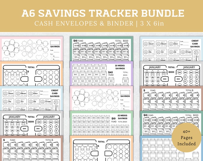 Printable A6 Savings Challenge Bundle | Mini Savings Challenge Trackers ...