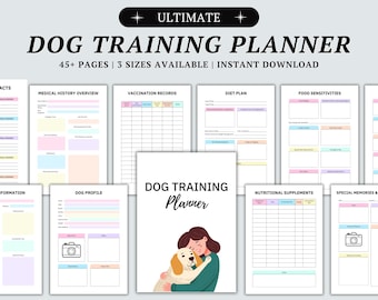 Planificador integral de adiestramiento canino, seguimiento del adiestramiento de cachorros, adiestramiento para hacer sus necesidades, comportamiento, cuidados, nutrición y atención veterinaria