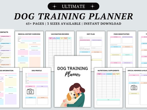 Comprehensive Dog Training Planner, Puppy Training Tracker, Poop Training, Behavior, Grooming, Nutrition, and Veterinary Care