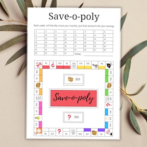 Saveopoly Savings Challenge Printable, Money Savings Challenge, Digital Download, Savings Tracker, Savings Challenge