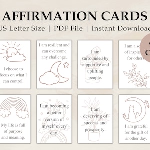 Daily Affirmation Cards Printable, Affirmation Cards Digital, Vision Board Printable, Affirmation Cards Deck, Positive Affirmation Card