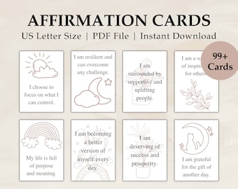Daily Affirmation Cards Printable, Affirmation Cards Digital, Vision Board Printable, Affirmation Cards Deck, Positive Affirmation Card