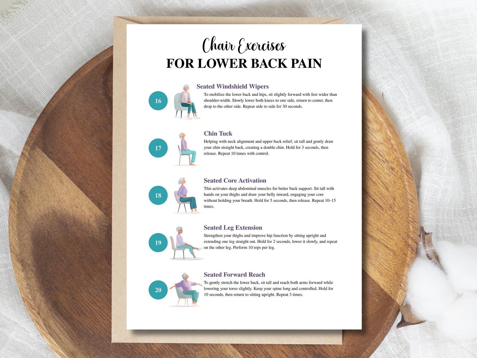 Chair Exercises for Lower Back Pain, Chair Yoga for Seniors, 20 Seated ...