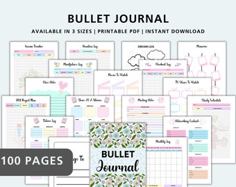 Printable Bullett Journal Undated Daily planner, Weekly planner, Monthly planner bujo, Yearly planner, Bullett journal trackers