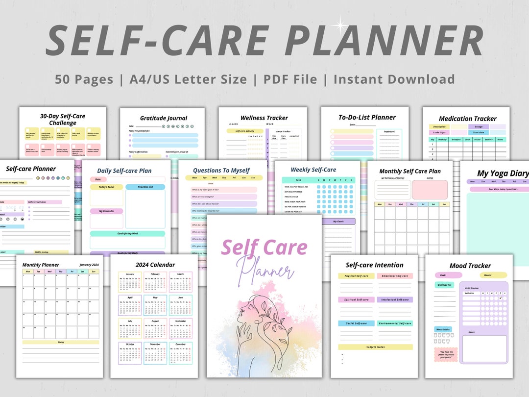 Self Care Planner Printable, Self-love Journal, Mental Health Worksheet ...