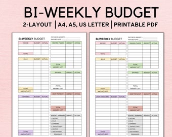 Bi Weekly Budget Planner Template, Paycheck Budget Printable, Budget Template A4 A5 Letter PDF