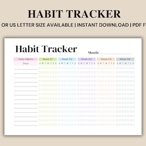Minimalistic Monthly Habit Tracker Printable Weekly Habit Tracker Printable, Habit Tracker Template, Routine Tracker, Daily Habit Challenge