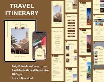 Dubai reisplansjabloon Canva, bewerkbare reisplanner, vakantieplanning pdf, Instant Download