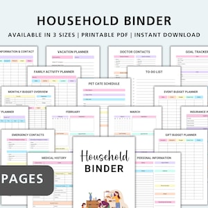 Household Binder, Home Management Binder, Home Binder, Family Household Binder, Life Organizer, Household Planner Printable, Home Organizer