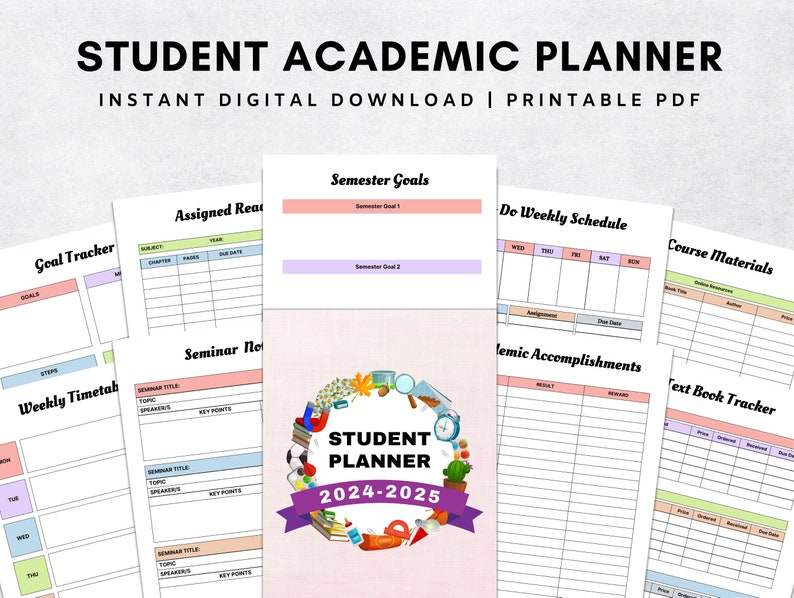 2025 Student Academic Planner, Printable Student Planner Bundle, Adhd ...