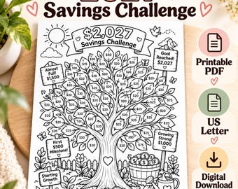 2027 Emergency Fund Savings Challenge, Savings Tracker Printable, 2027 Money Saving Challenge, Low Income Budget Planner, US Letter PDF
