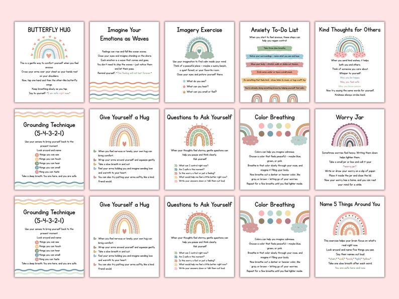 50 Anxiety Coping Skills Cards Printable, Mental Health Worksheets ...