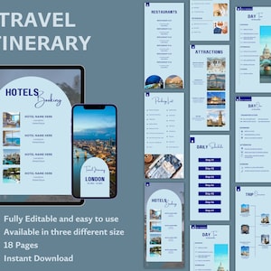 London Travel Itinerary Template, Editable Travel Planner, Digital Travel Guide, Digital Vacation Schedule, Travel Agent Planner, Canva