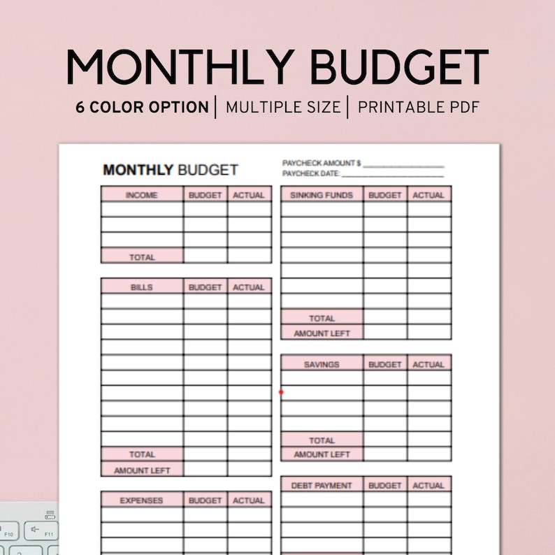 Monthly Budget Planner Printable, Monthly Bills Tracker, Paycheck Budget Printable, Budget Template A4 A5 Letter PDF image 1