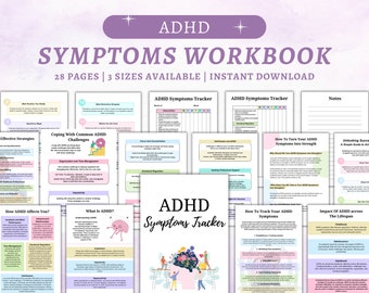 ADHD Symptom Tracker Workbook, Adhd Sleep Tracker, Adhd Medication Tracker, Adhd Planner Adult, Adhd Habit tracker, Instant Download