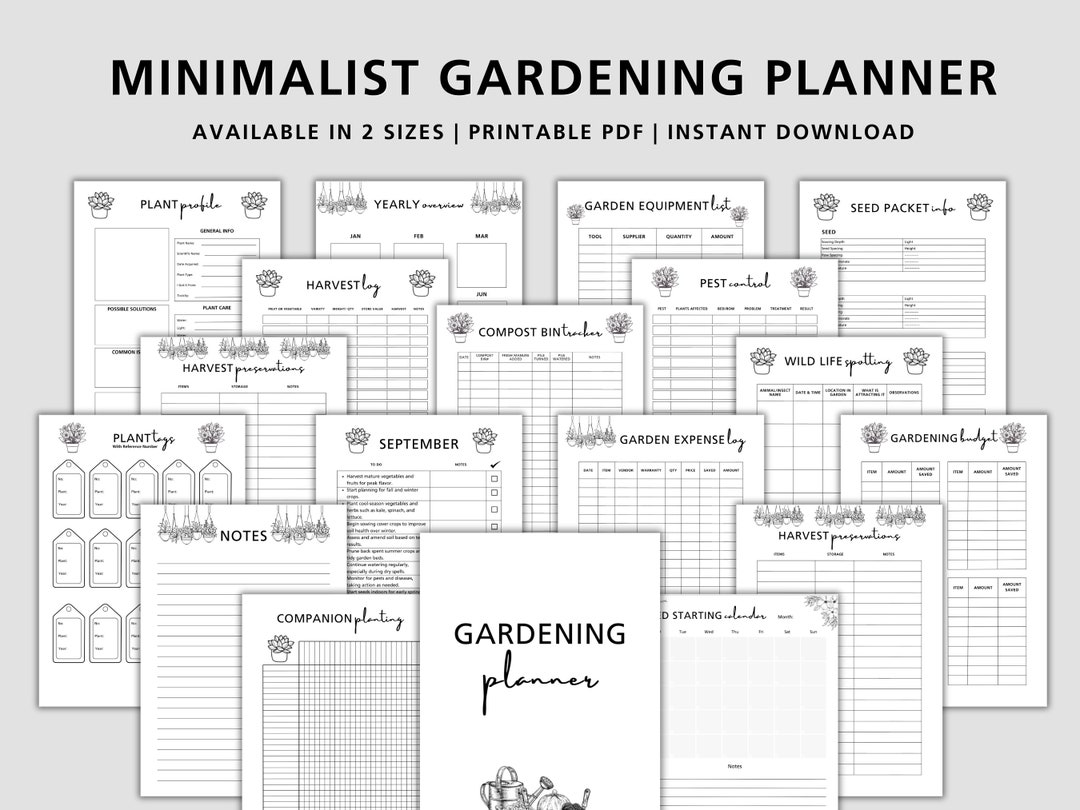 Minimalist Gardening Planner Printable, Garden Planner, Plant Planner, Garden Journal, Garden ...