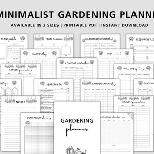 Minimalistische tuinplanner afdrukbaar, tuinplanner, plantenplanner, tuindagboek, tuinorganisator, plantenrecords, tuinierlogboek