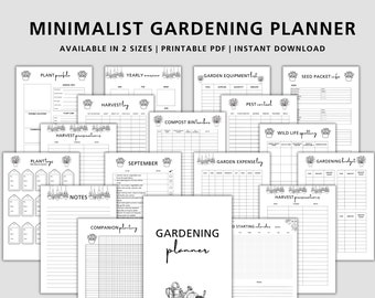 Minimalist Gardening Planner Printable, Garden Planner, Plant Planner, Garden Journal, Garden Organizer, Plants Records, Gardening Logbook
