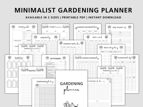Minimalist Gardening Planner Printable, Garden Planner, Plant Planner, Garden Journal, Garden Organizer, Plants Records, Gardening Logbook