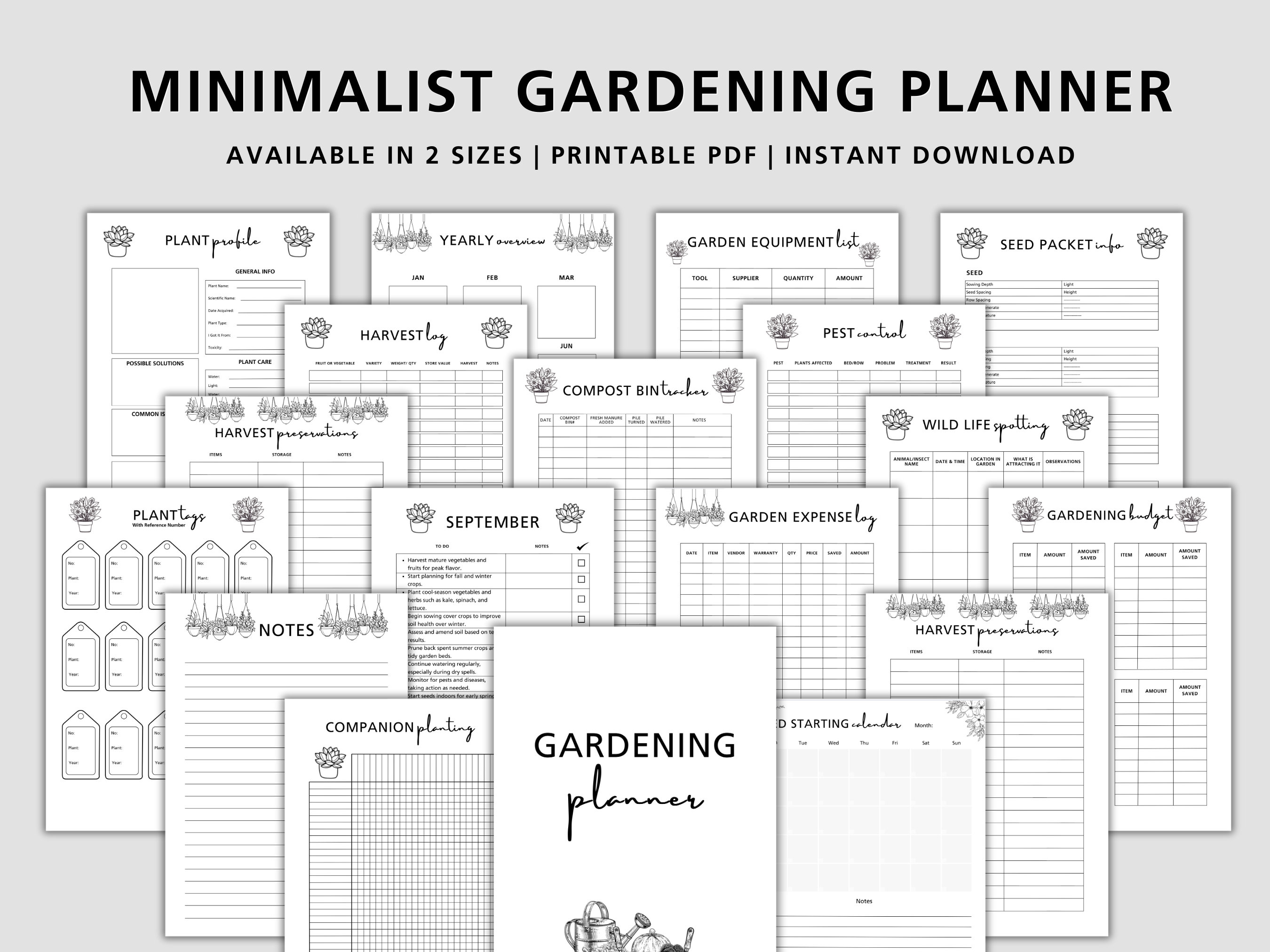 Minimalist Gardening Planner Printable, Garden Planner, Plant Planner, Garden Journal, Garden ...
