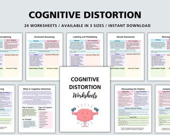 Afdrukbare werkbladen cognitieve vervorming, mentale filtering, uitdagende automatische gedachten, CGT-therapie, cognitieve gedragstherapie
