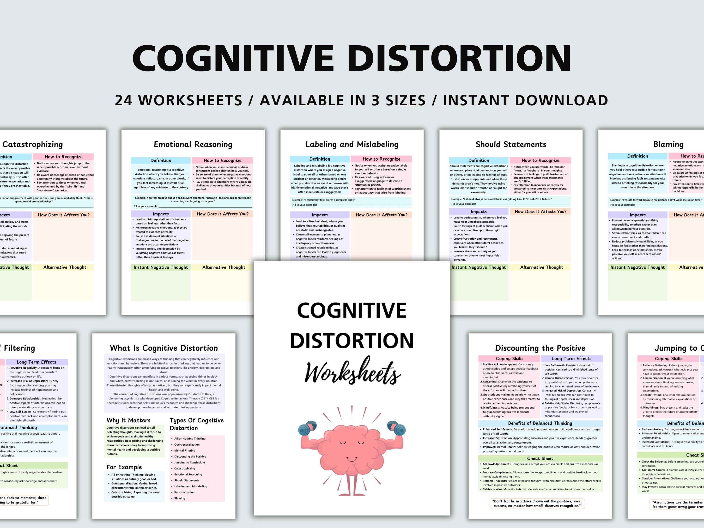 Cognitive Distortion Worksheets Printable, Mental Filtering ...