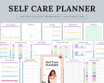 Self Care Planner Bundle Printable,  Self-Love Journal, Mental Health Worksheet Kit, Mindfulness Journal, Wellness Planner Bundle PDF
