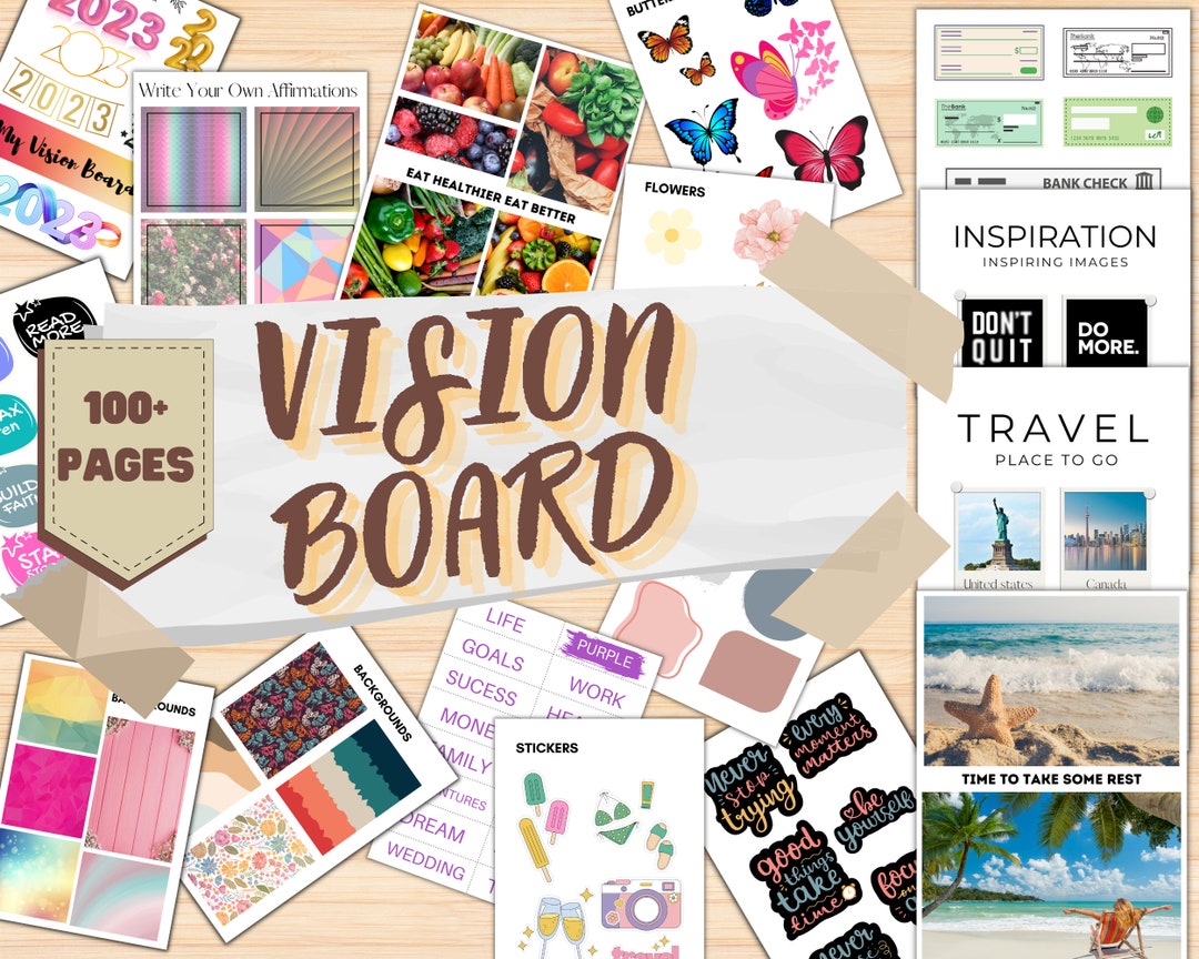 2023 Vision Board Template, Vision Board Kit 2023, Vision Board With ...