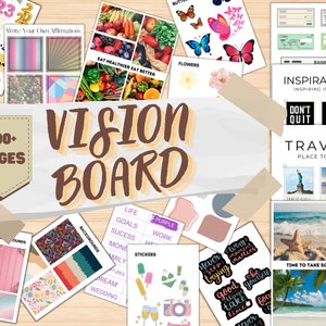 2023 Vision Board Template, Vision Board Kit 2023,  Vision Board with Affirmations, Abundance Checks, Dream Board Kit, Inspirational Quotes